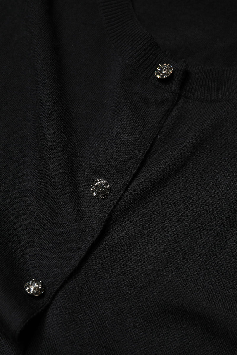 Dolce & Gabbana Blouse Noire à Manches Courtes avec Boutons
