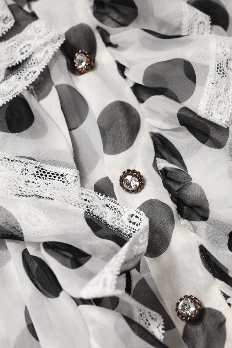 Dolce & Gabbana Top Sans Manches à Pois Noir et Blanc