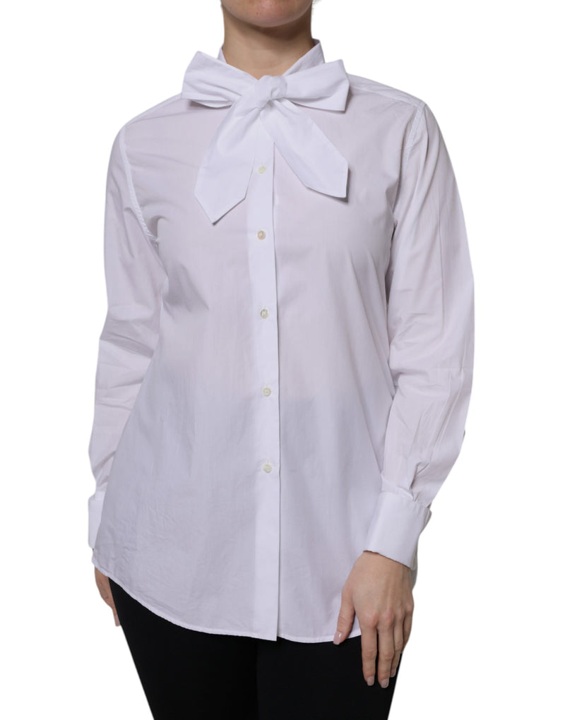 Dolce & Gabbana Blouse Longue à Col Ascot Blanc