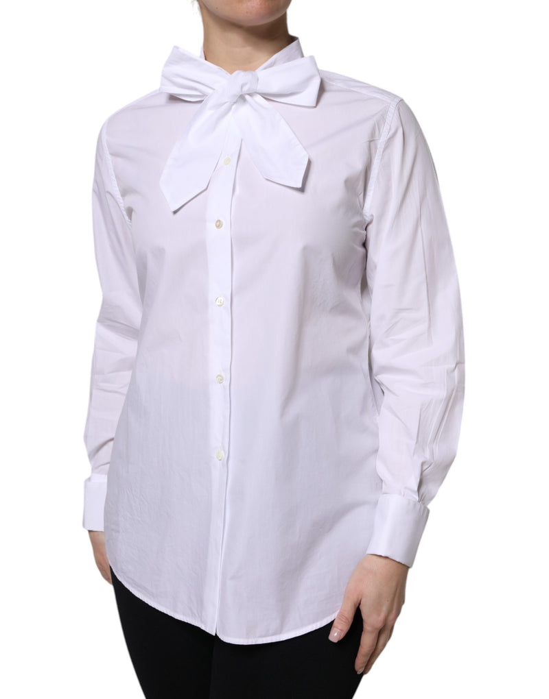 Dolce & Gabbana Blouse Longue à Col Ascot Blanc