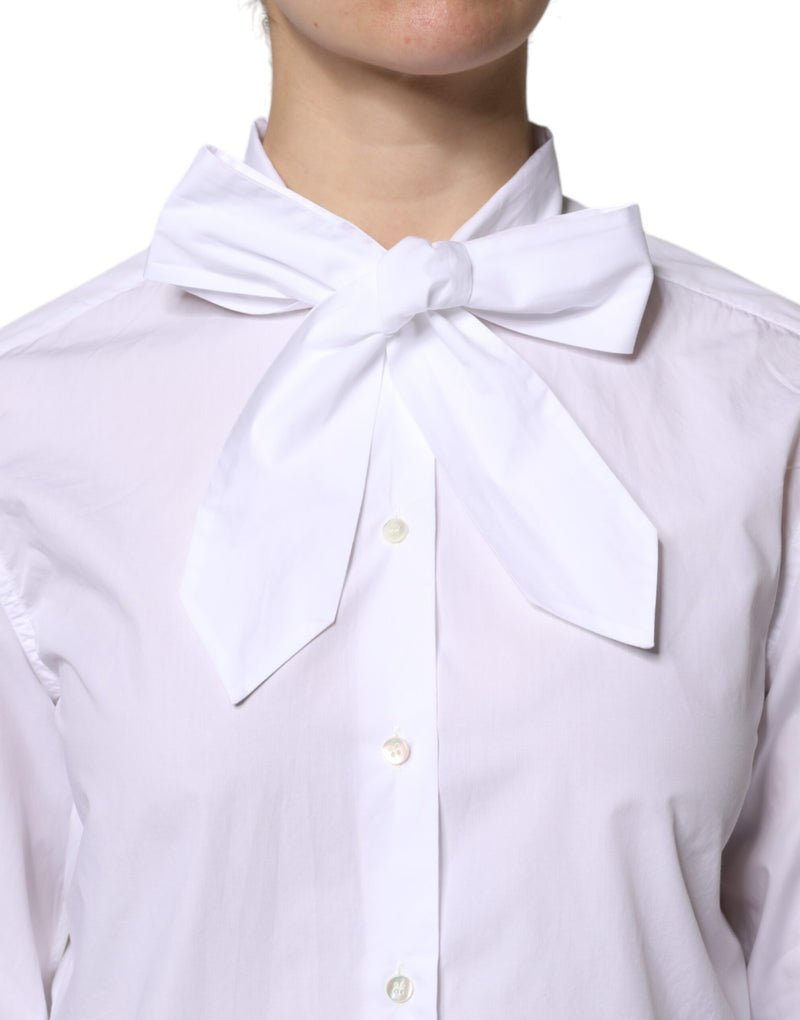 Dolce & Gabbana Blouse Longue à Col Ascot Blanc