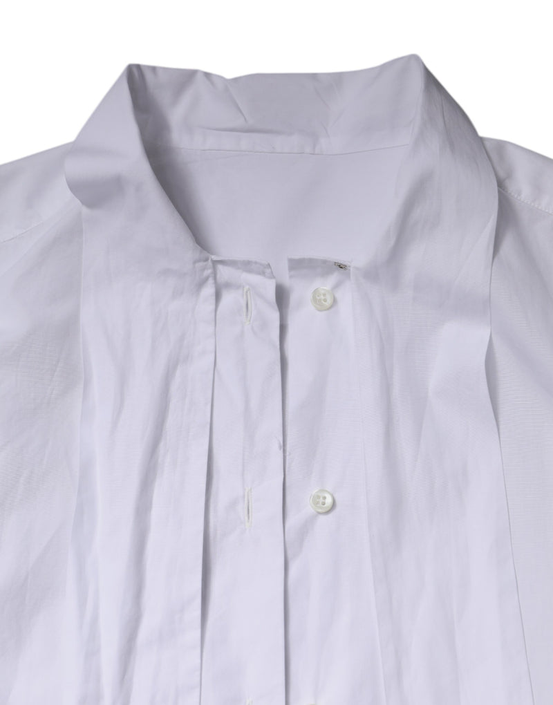 Dolce & Gabbana Blouse Longue à Col Ascot Blanc