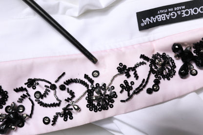 Chemise-haut blanche à col et ornements de Dolce & Gabbana