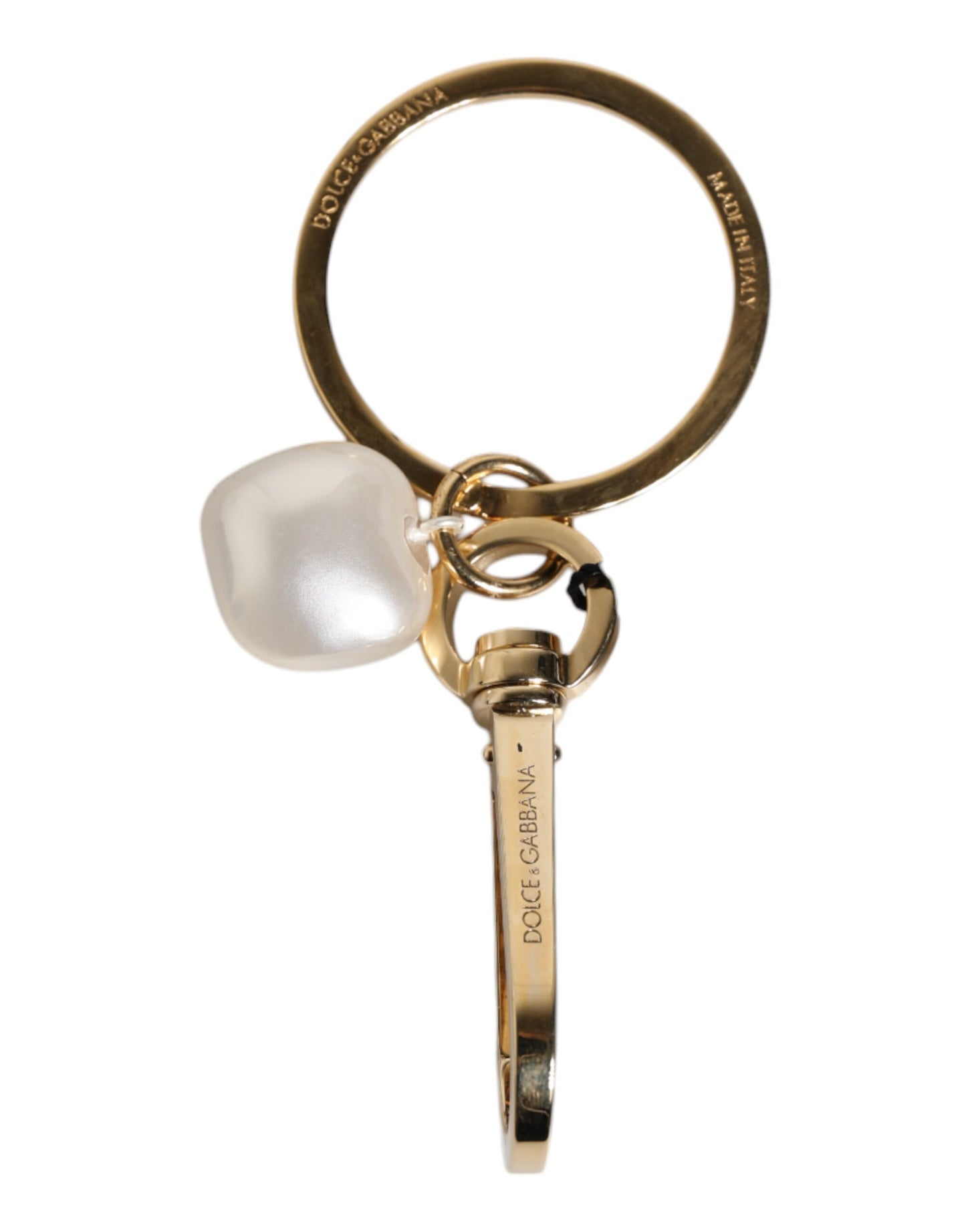 Porte-clés Dolce & Gabbana Chic en laiton doré avec breloque lettre en fausses perles