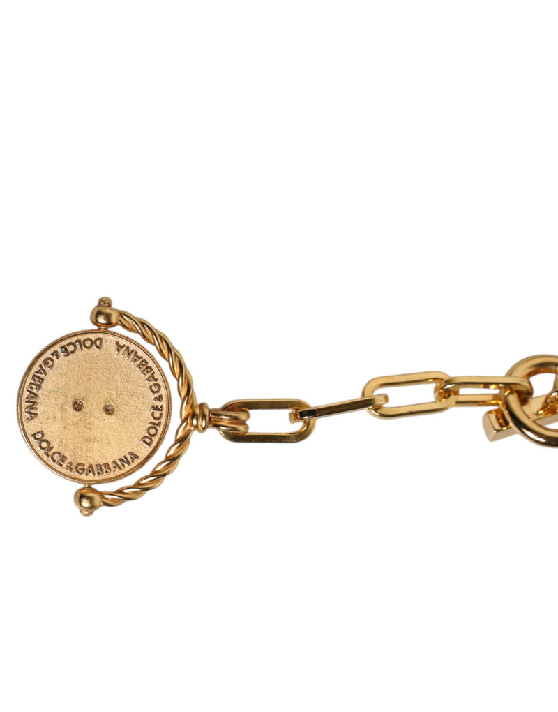 Dolce & Gabbana Gold Chain Brass Faux Pearl Charm Necklace