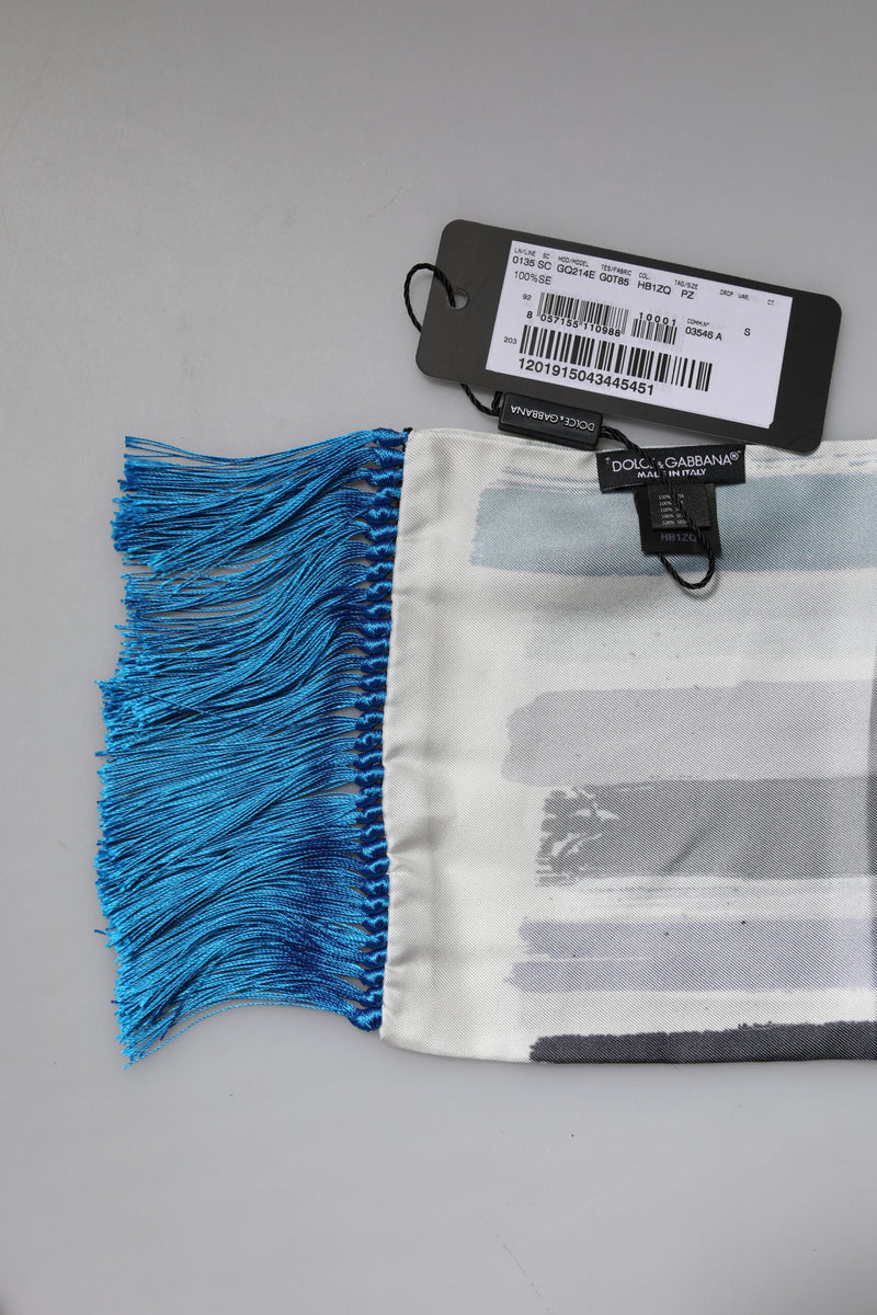 Dolce &amp; Gabbana Multicolor Strepen Zijden Franjes Hals Foulard Sjaal