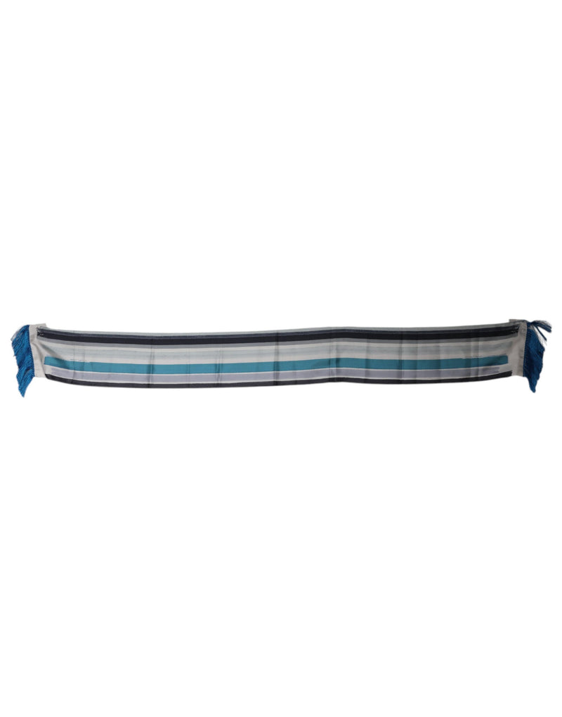 Dolce &amp; Gabbana Multicolor Strepen Zijden Franjes Hals Foulard Sjaal