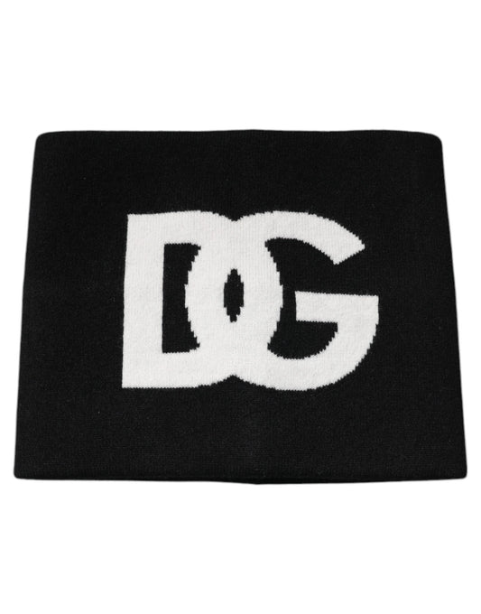 Dolce &amp; Gabbana Zwarte Kasjmier DG Logo Vierkante Zakdoek Sjaal