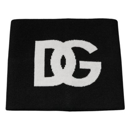 Dolce &amp; Gabbana Zwarte Kasjmier DG Logo Vierkante Zakdoek Sjaal