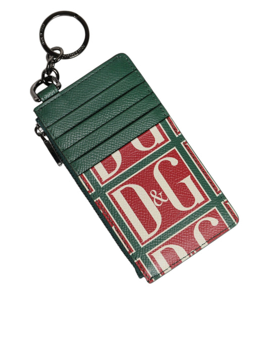 Dolce & Gabbana Groene Kalfsleren Logo Print Monogram Kaarthouder Portemonnee