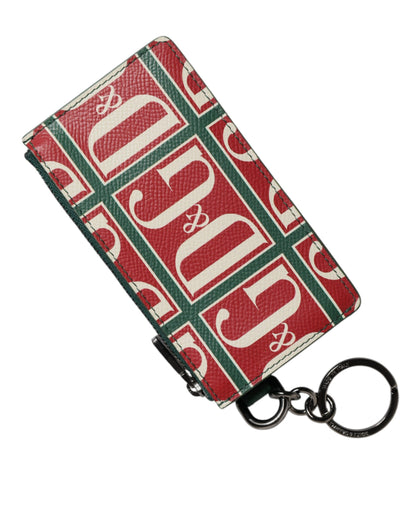 Dolce & Gabbana Groene Kalfsleren Logo Print Monogram Kaarthouder Portemonnee