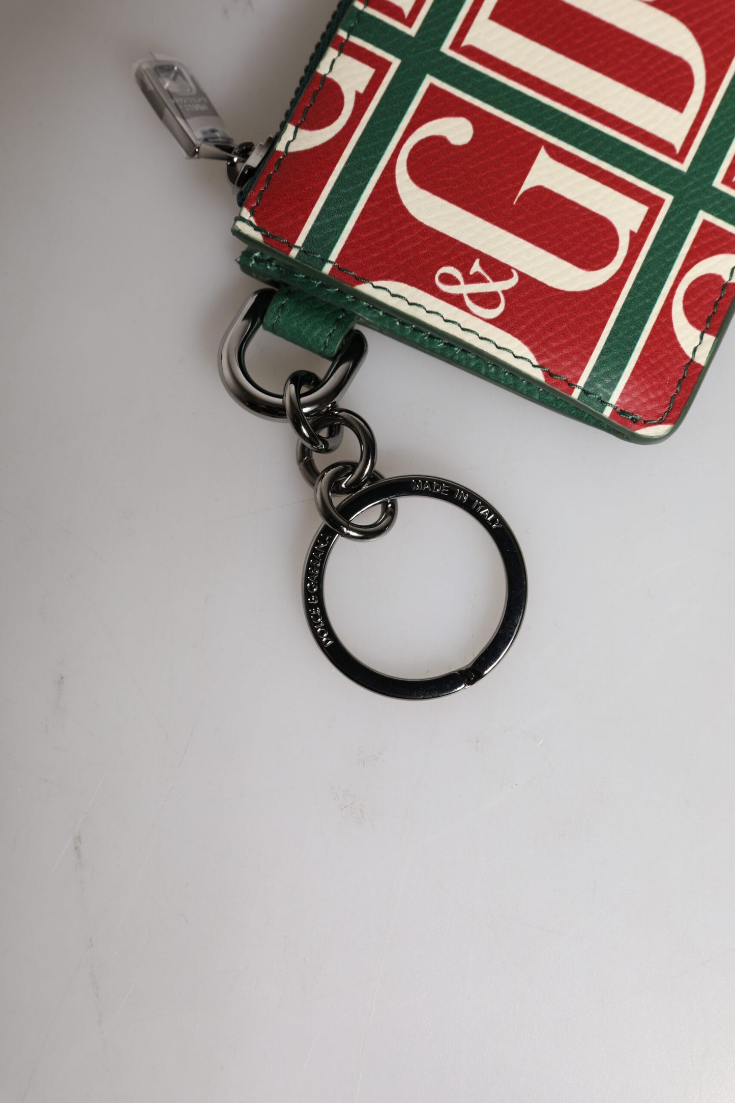 Dolce & Gabbana Groene Kalfsleren Logo Print Monogram Kaarthouder Portemonnee