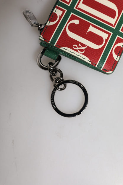 Dolce & Gabbana Groene Kalfsleren Logo Print Monogram Kaarthouder Portemonnee