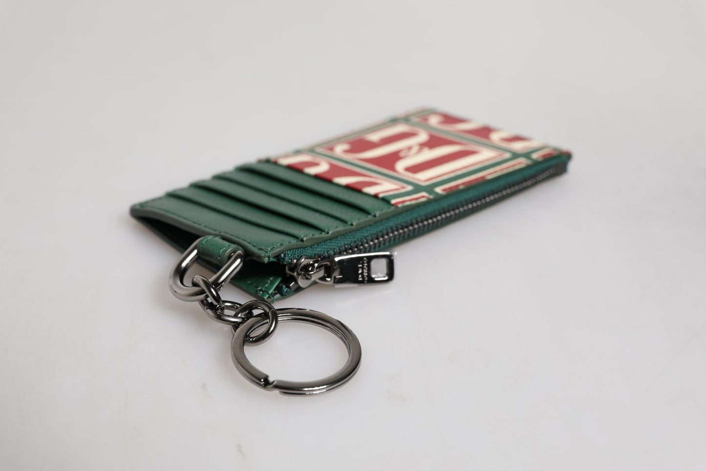 Dolce & Gabbana Groene Kalfsleren Logo Print Monogram Kaarthouder Portemonnee