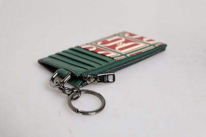 Dolce & Gabbana Groene Kalfsleren Logo Print Monogram Kaarthouder Portemonnee