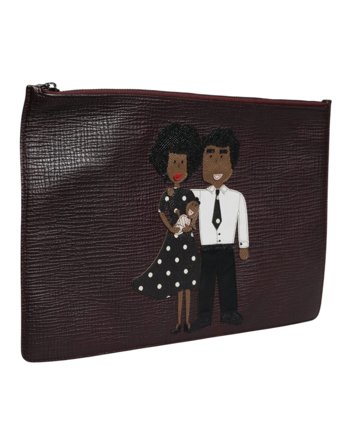 Pochette pour homme Dolce & Gabbana en cuir marron #DGFAMILY ornée