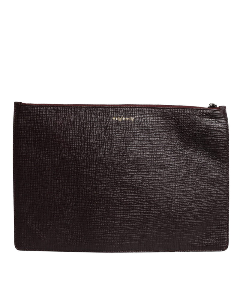 Pochette pour homme Dolce & Gabbana en cuir marron #DGFAMILY ornée