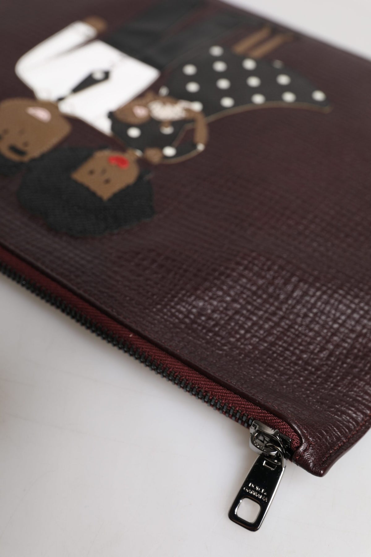 Pochette pour homme Dolce & Gabbana en cuir marron #DGFAMILY ornée