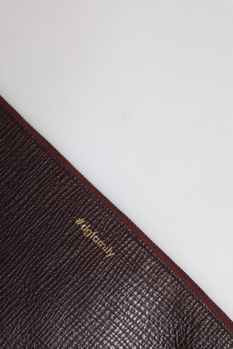 Pochette pour homme Dolce & Gabbana en cuir marron #DGFAMILY ornée