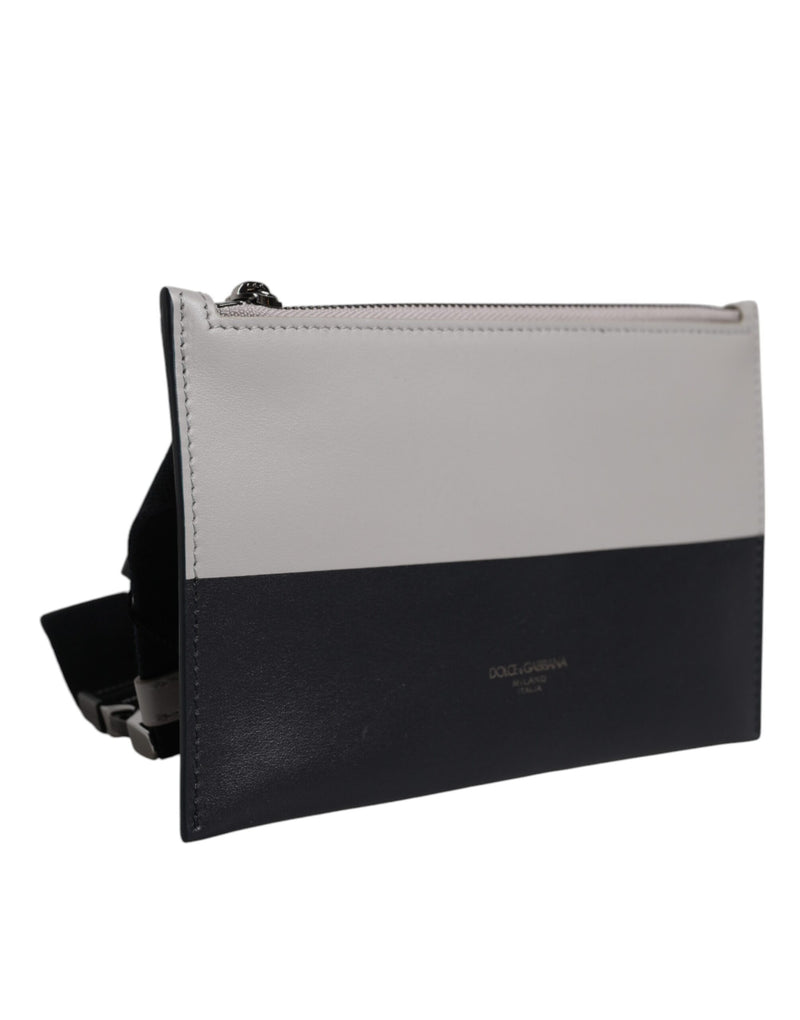 Sac bandoulière Dolce & Gabbana en cuir noir et blanc avec logo en relief