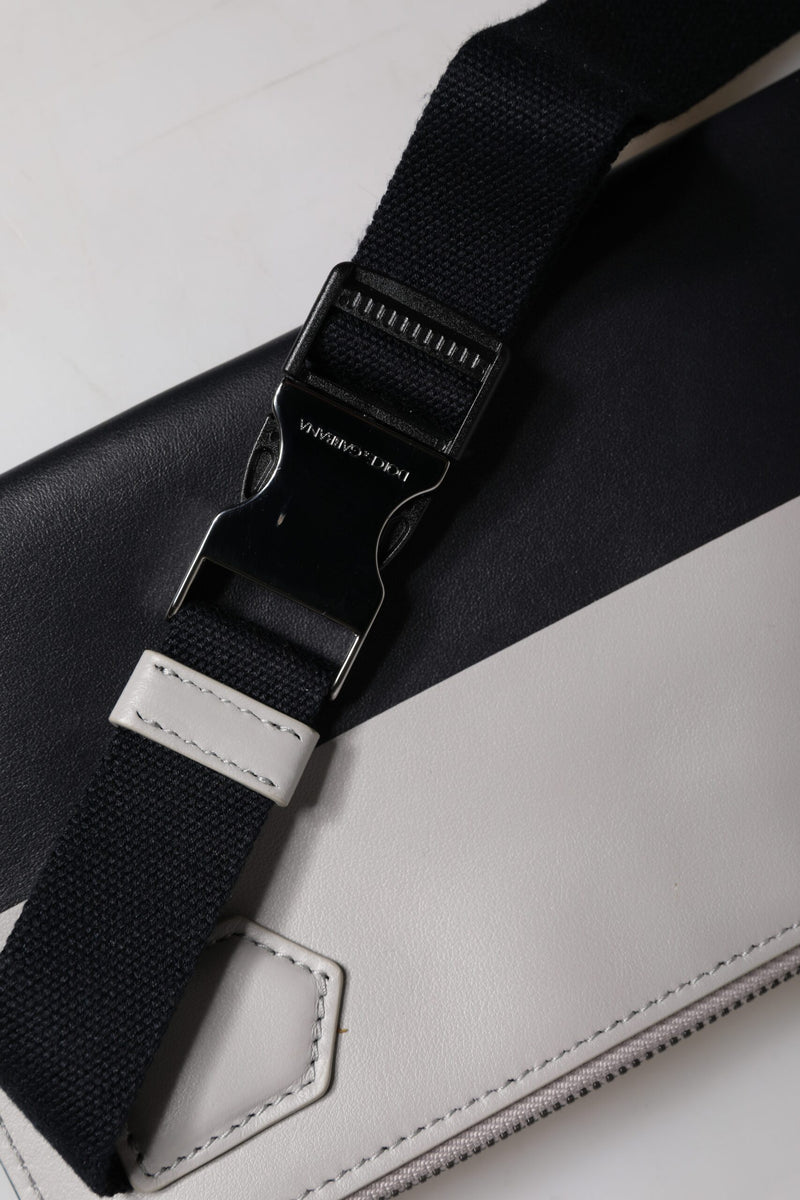 Sac bandoulière Dolce & Gabbana en cuir noir et blanc avec logo en relief
