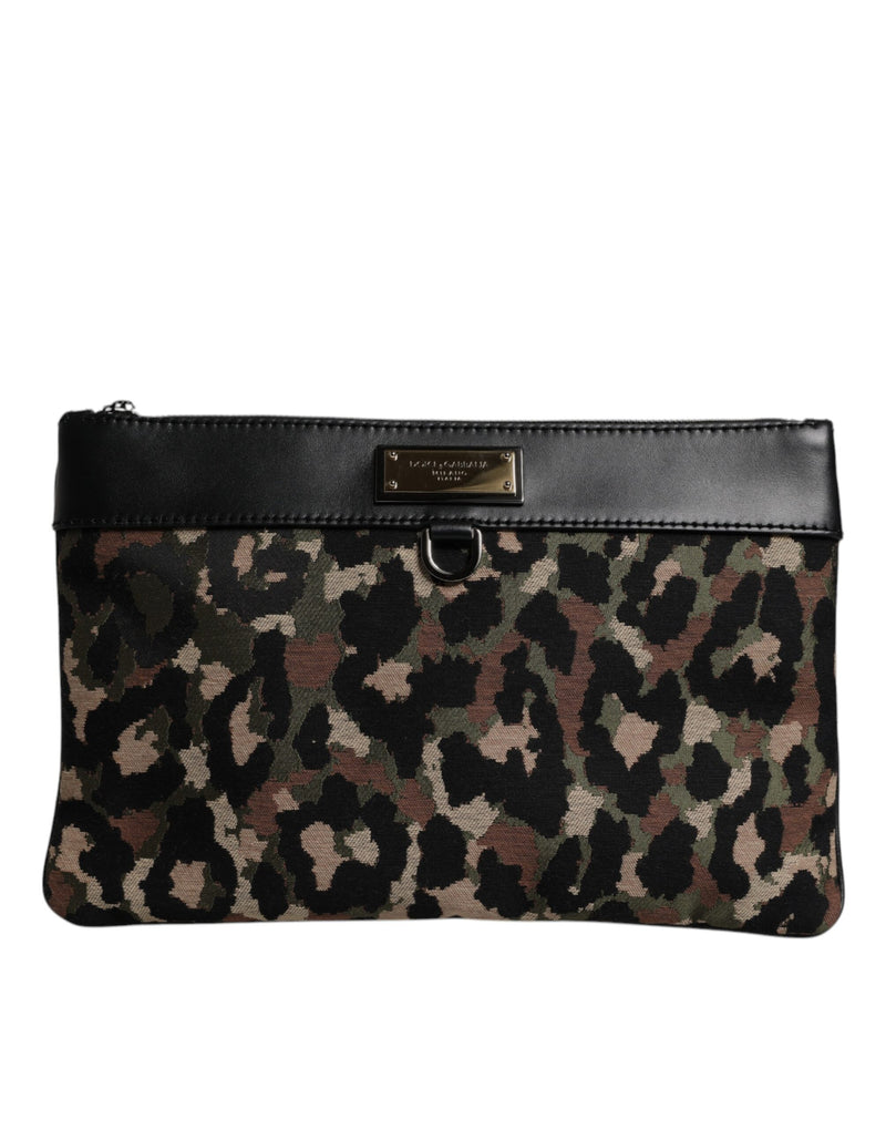 Sac pochette Dolce & Gabbana à imprimé léopard multicolore et logo