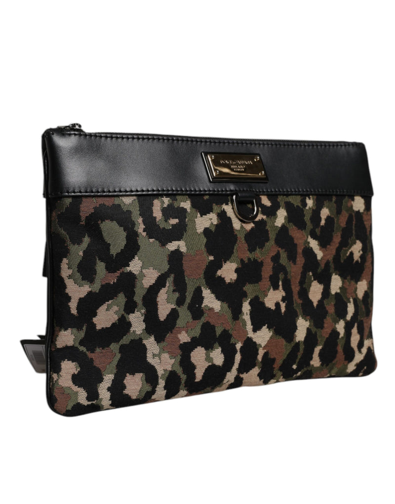 Sac pochette Dolce & Gabbana à imprimé léopard multicolore et logo