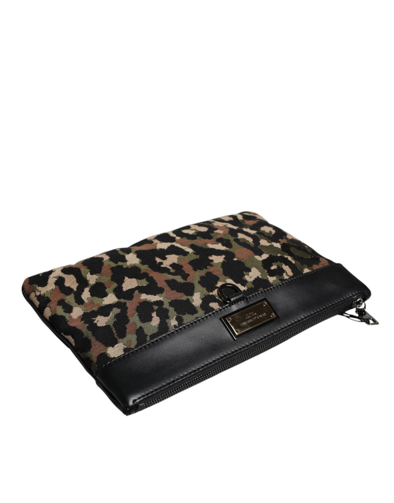 Sac pochette Dolce & Gabbana à imprimé léopard multicolore et logo