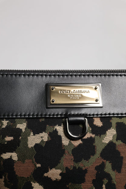 Sac pochette Dolce & Gabbana à imprimé léopard multicolore et logo