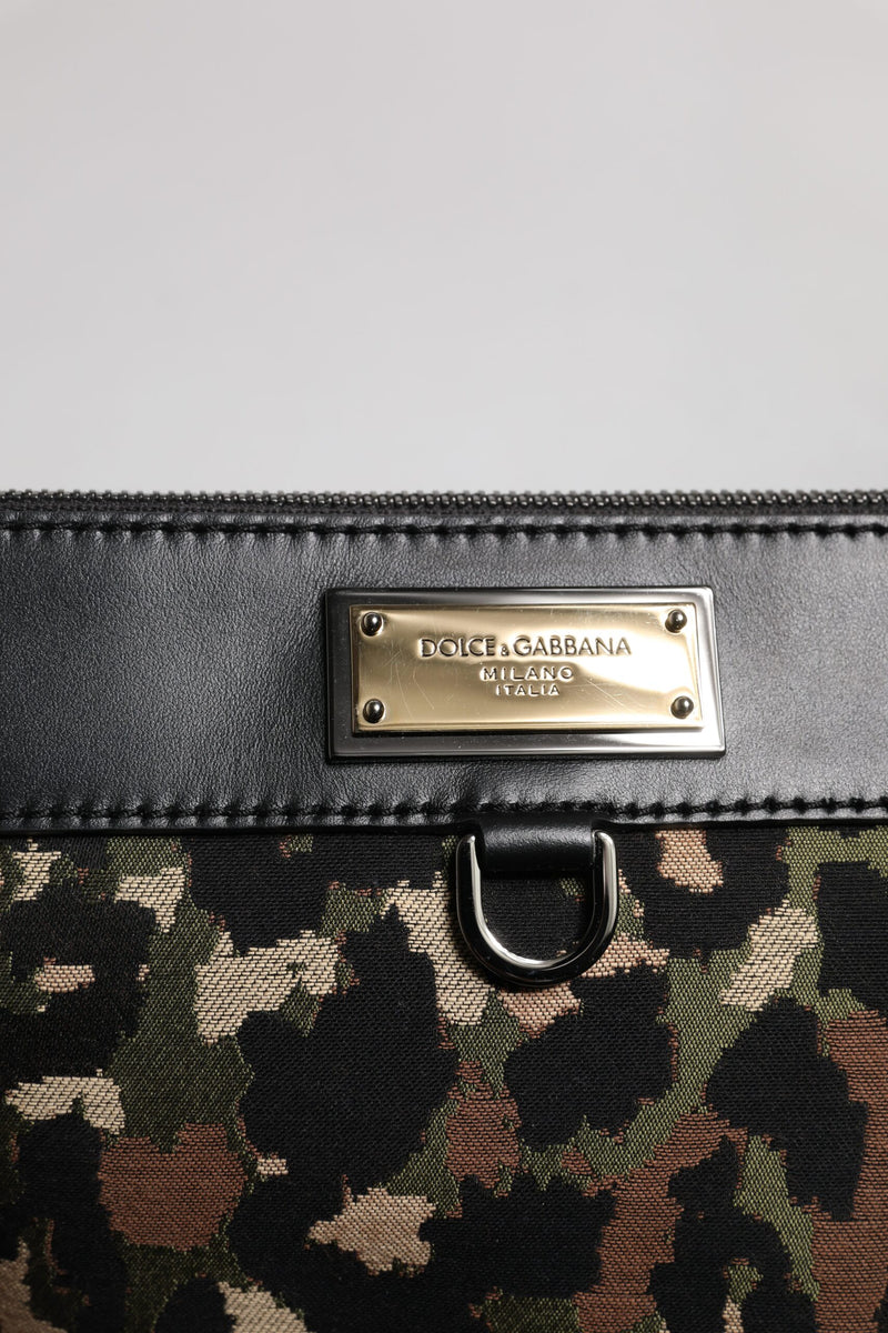 Sac pochette Dolce & Gabbana à imprimé léopard multicolore et logo