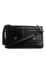 Sac à bandoulière en cuir noir Dolce & Gabbana avec logo