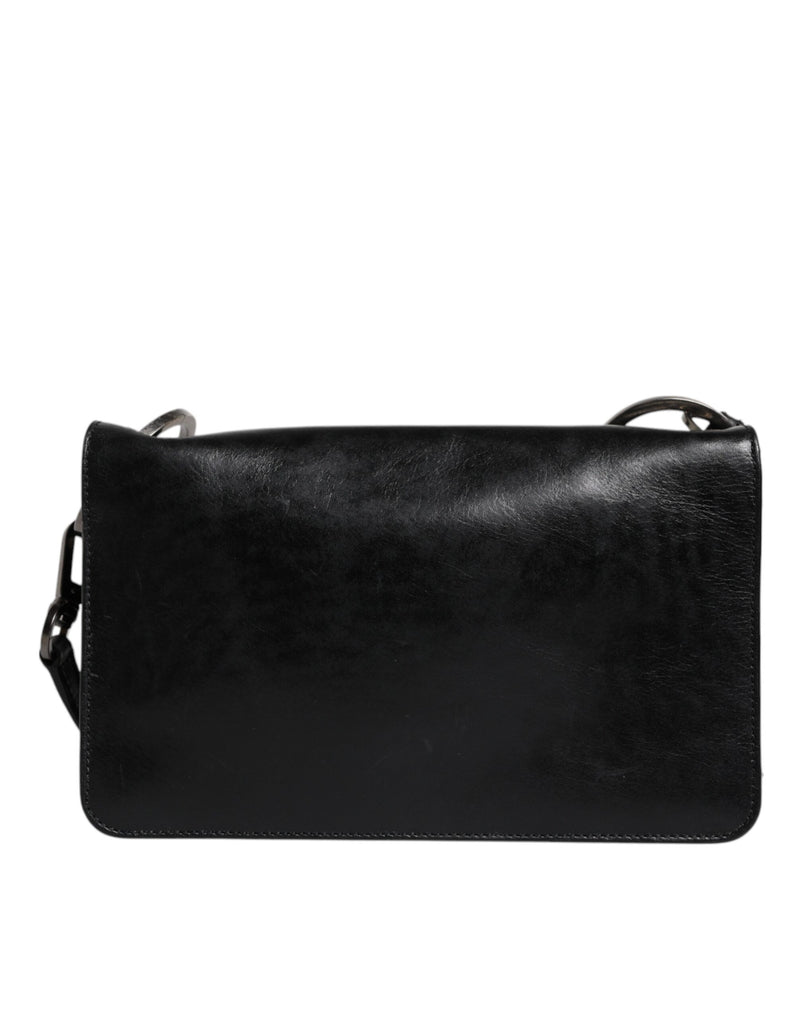 Sac à bandoulière en cuir noir Dolce & Gabbana avec logo