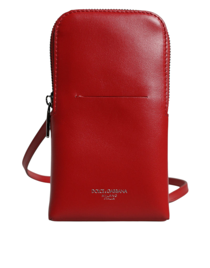 Sac à bandoulière en cuir rouge Dolce & Gabbana pour téléphone