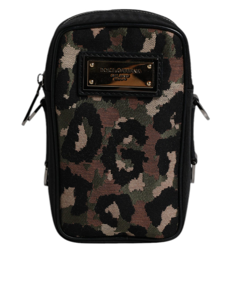 Sac à bandoulière Dolce & Gabbana en jacquard léopard multicolore avec logo et plaque