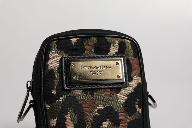 Sac à bandoulière Dolce & Gabbana en jacquard léopard multicolore avec logo et plaque