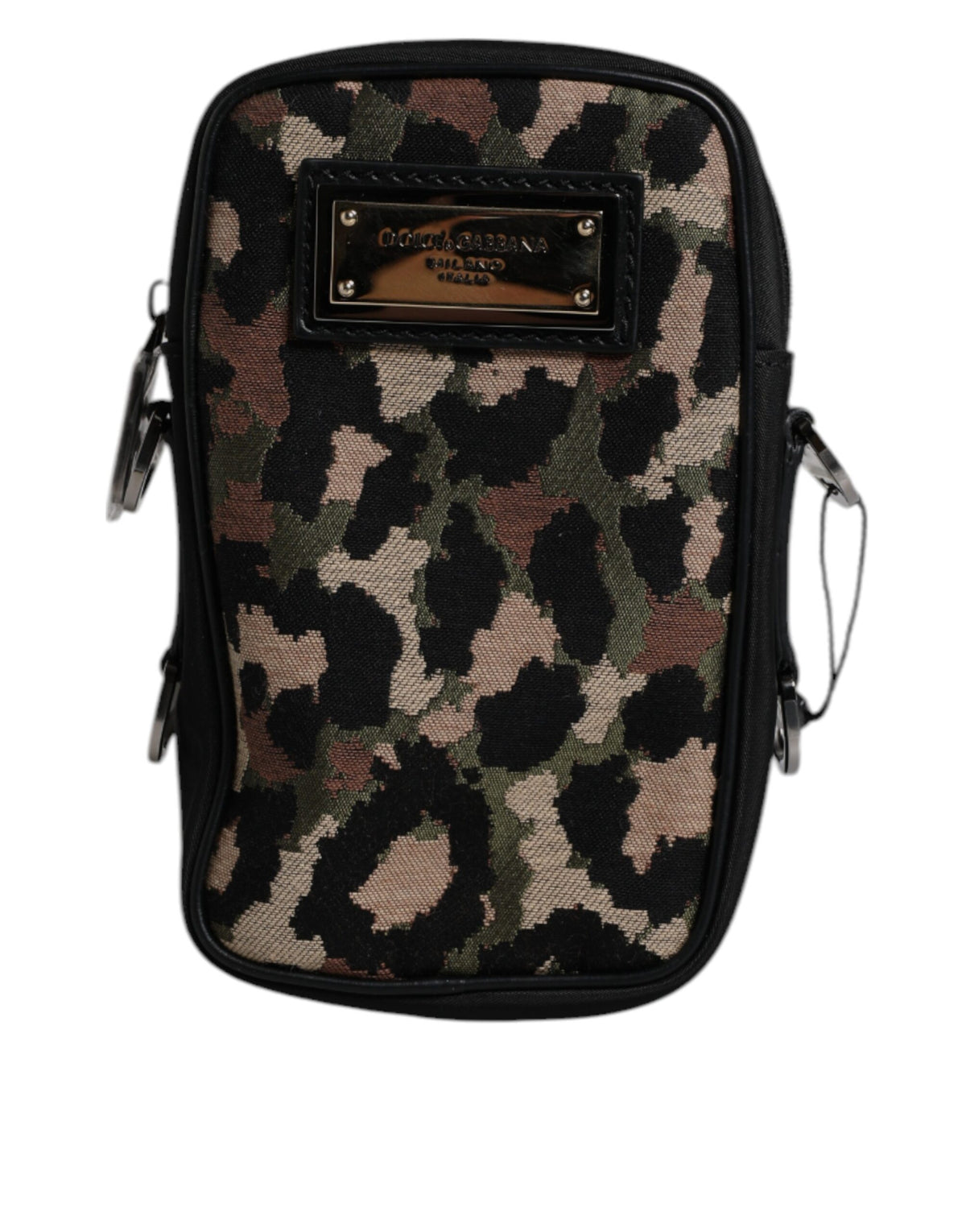 Sac à bandoulière Dolce & Gabbana en jacquard léopard multicolore avec logo et plaque