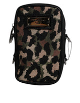 Sac à bandoulière Dolce & Gabbana en jacquard léopard multicolore avec logo et plaque