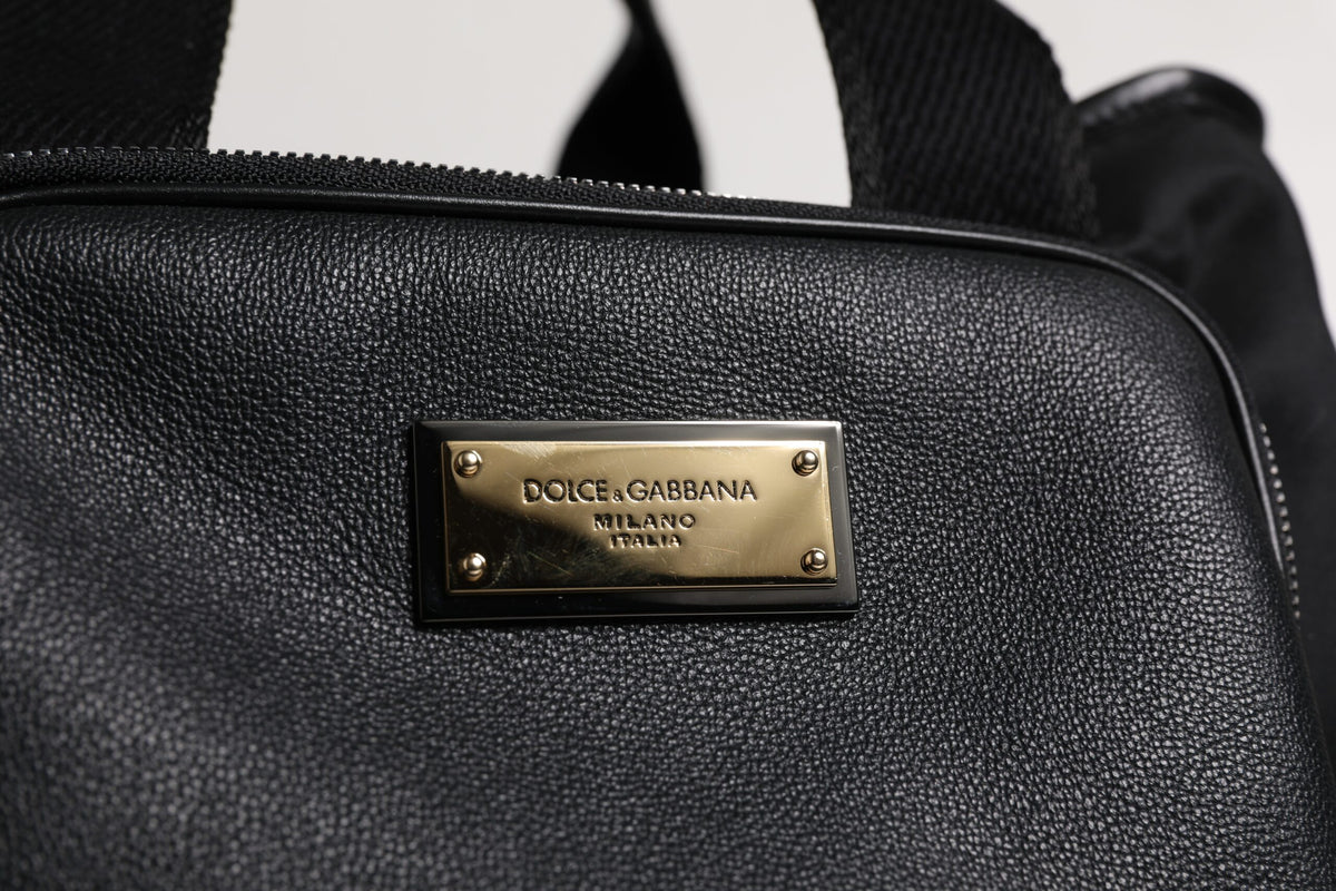 Sac à bandoulière noir Dolce & Gabbana avec logo et plaque pour animal de compagnie