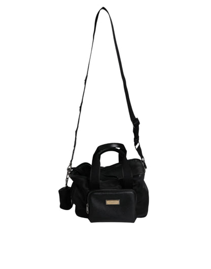 Sac à bandoulière noir Dolce & Gabbana avec logo et plaque pour animal de compagnie