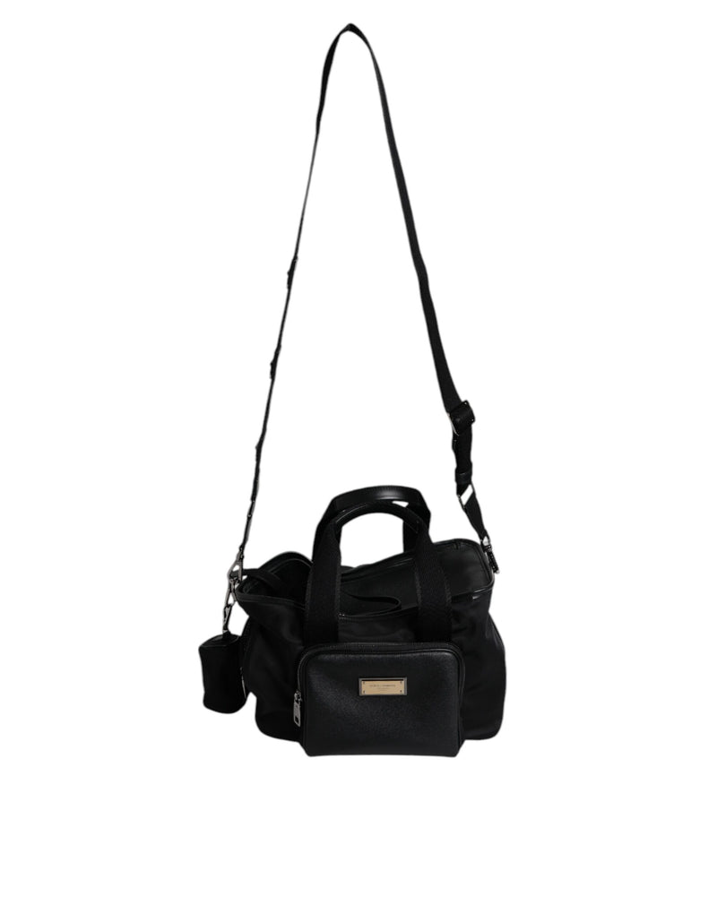 Sac à bandoulière noir Dolce & Gabbana avec logo et plaque pour animal de compagnie