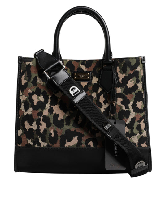 Dolce & Gabbana Multicolor Leopard Shopping Tote Schoudertas