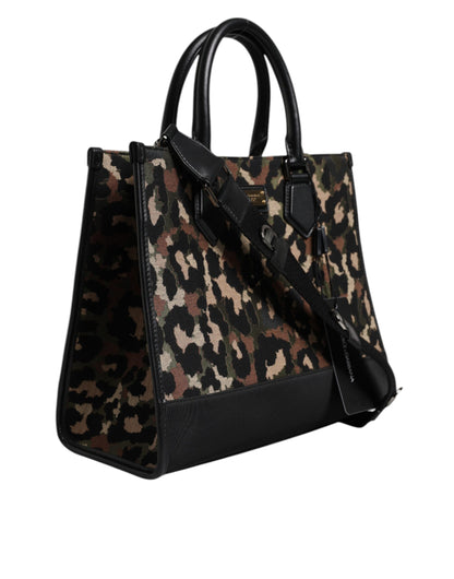 Dolce & Gabbana Multicolor Leopard Shopping Tote Schoudertas