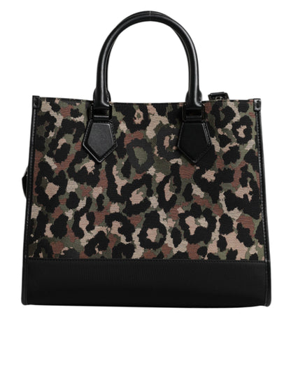 Dolce & Gabbana Multicolor Leopard Shopping Tote Schoudertas
