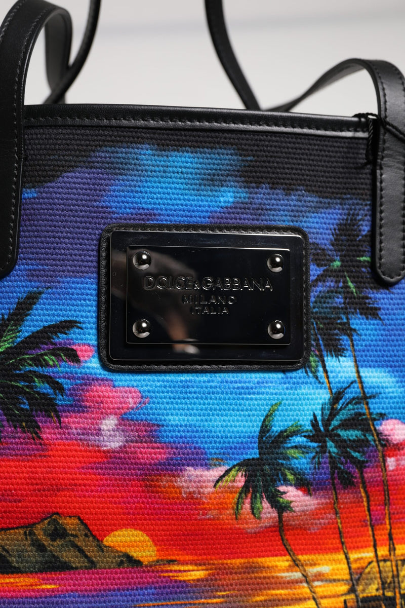 Sac cabas Dolce & Gabbana à imprimé graphique multicolore avec poignée sur le dessus