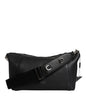 Dolce & Gabbana Black Leather Logo Plaque Shoulder Crossbody Bag