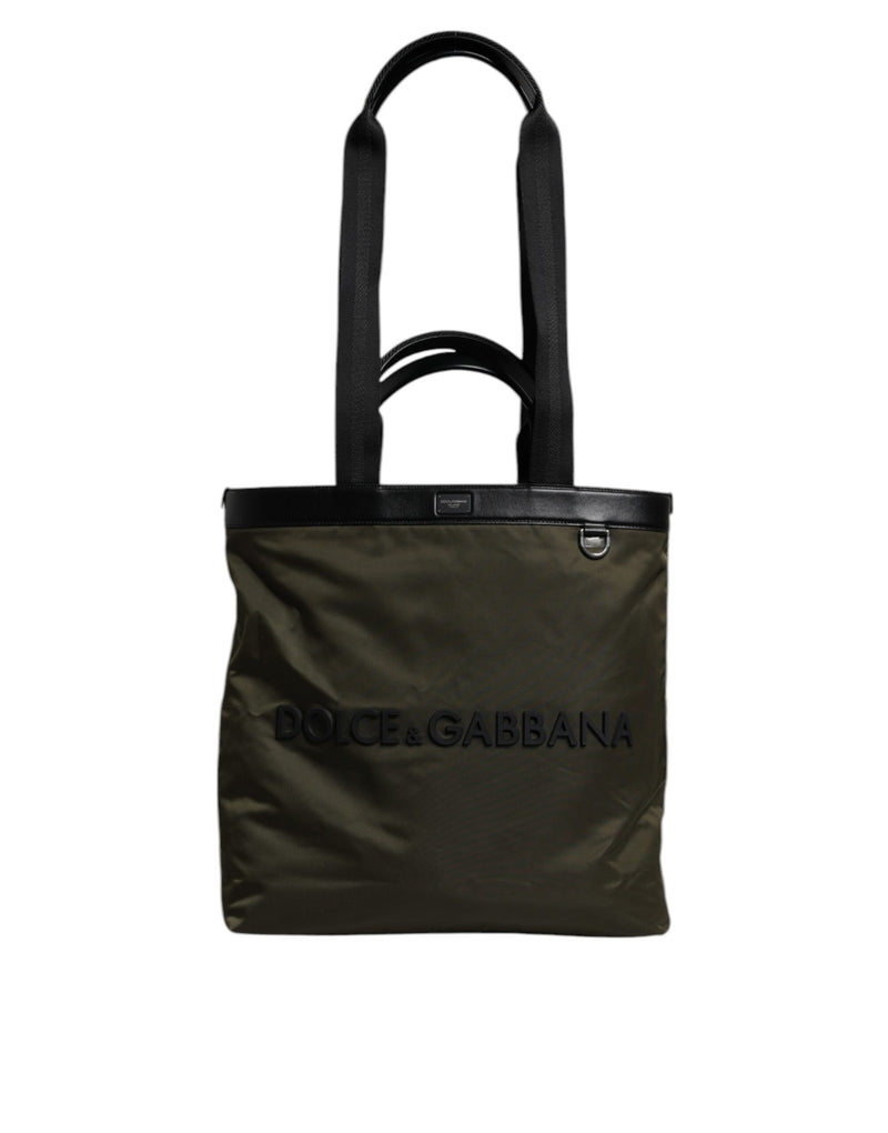 Sac fourre-tout à bandoulière en nylon vert militaire Dolce & Gabbana