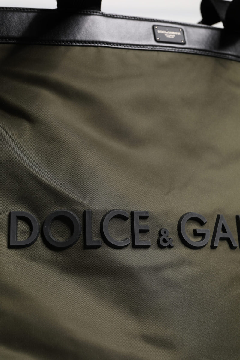 Sac fourre-tout à bandoulière en nylon vert militaire Dolce & Gabbana