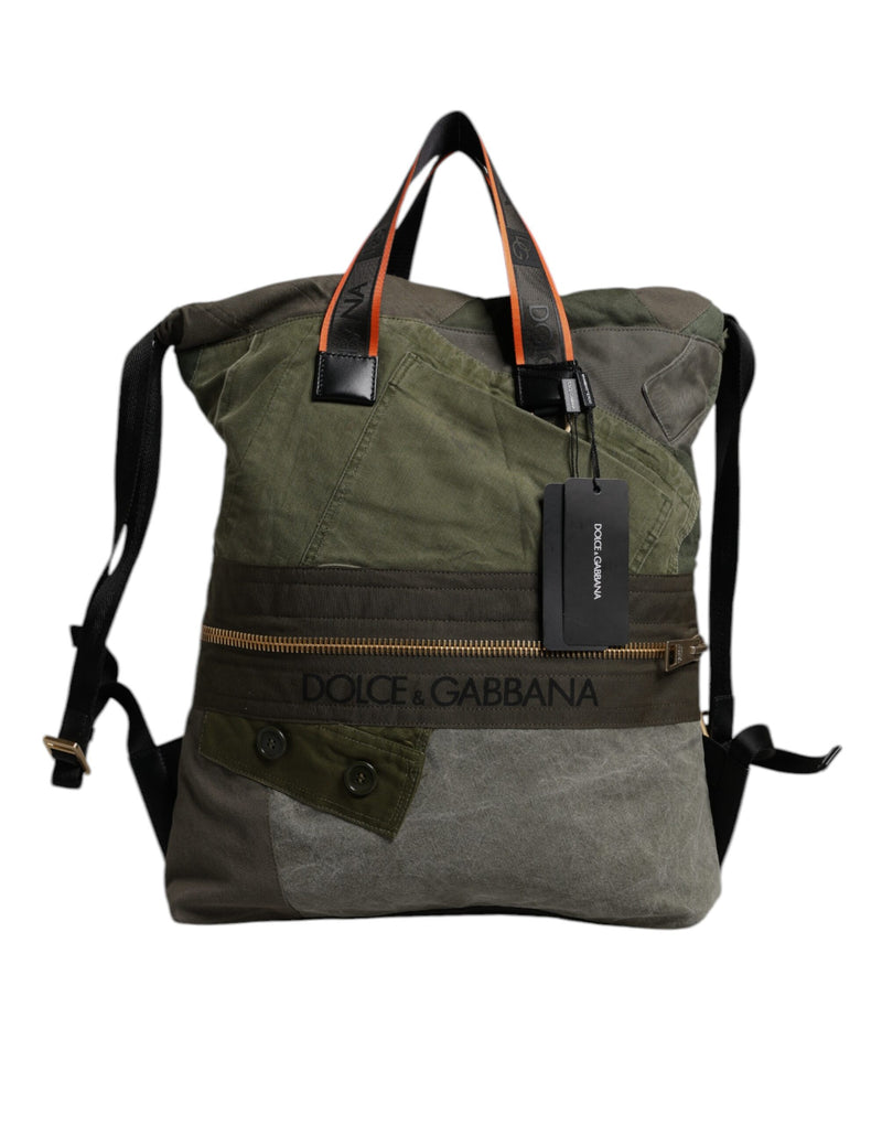 Dolce & Gabbana Military Green Patchwork Rugzak Rugzak Tas
