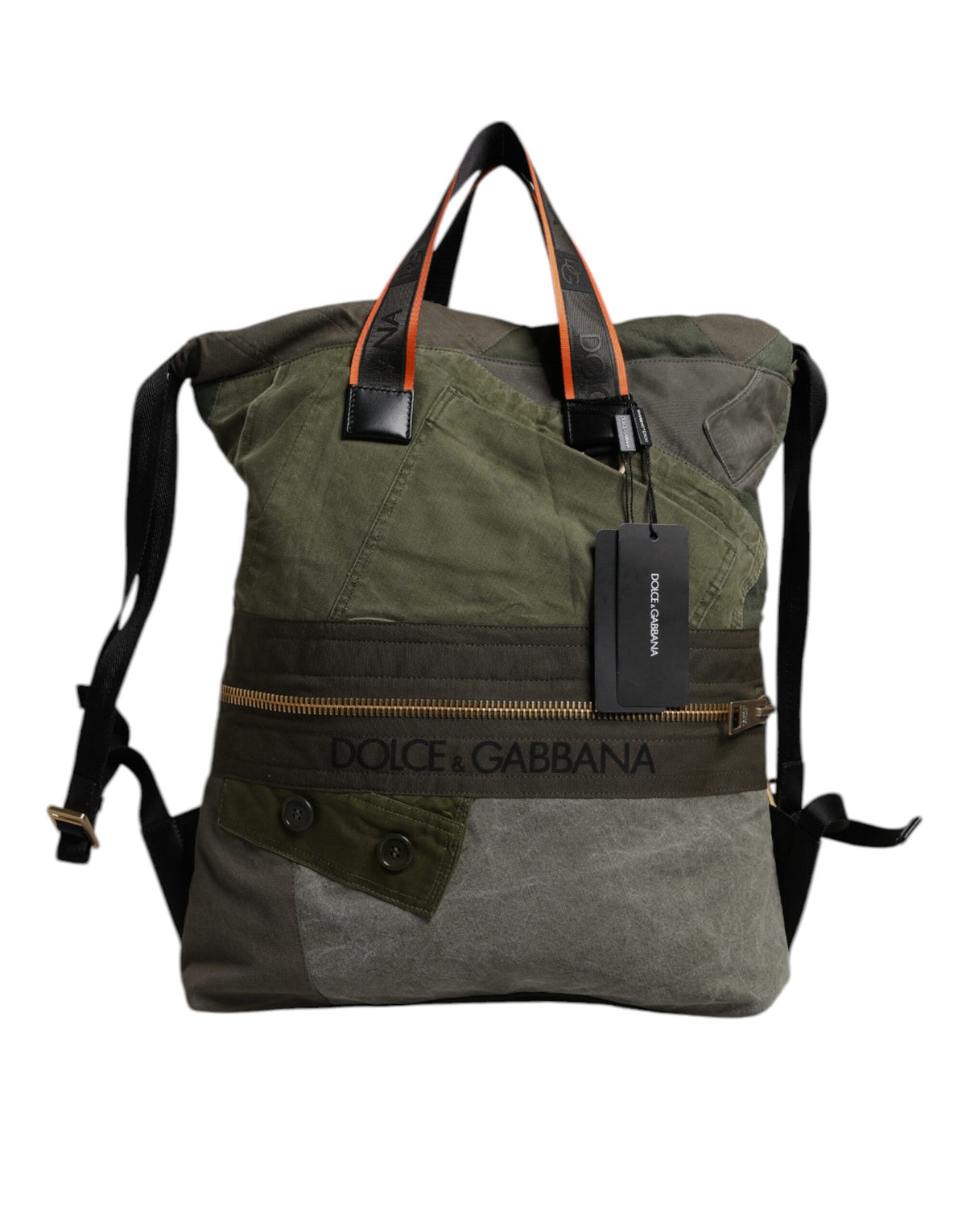 Sac à dos patchwork vert militaire Dolce & Gabbana