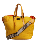 Sac de sport à bandoulière Dolce & Gabbana en nylon jaune orange avec plaque logo